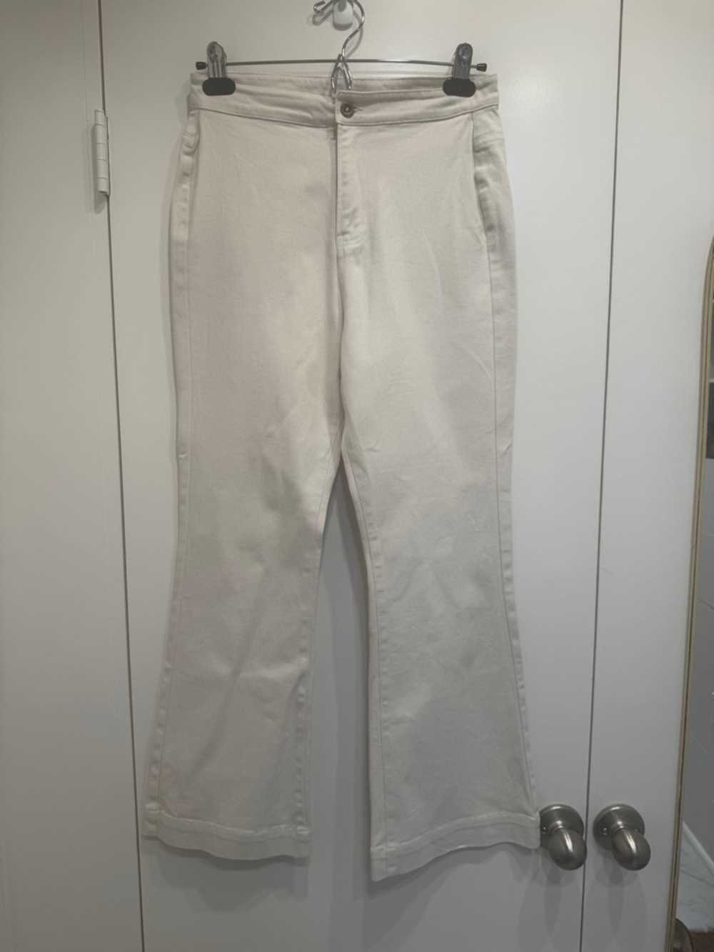Julia Amory Twill Bell Pant - Egret - Picture 3 of 5